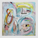 Sailing 1 paint and collage on canvas, 'Sailing 1 '